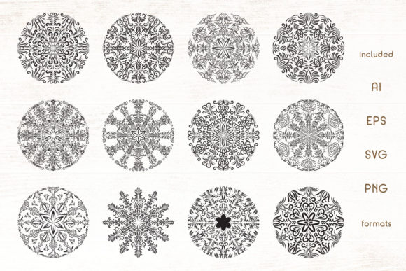 12 Floral Mandala Vectors Pack