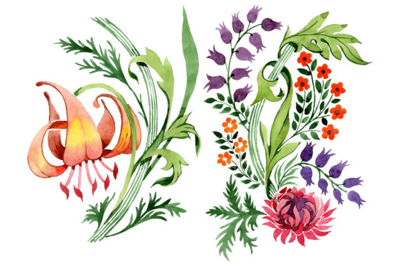 Elevating Creative Projects with Floral Ornament Sunny Watercolor Assets