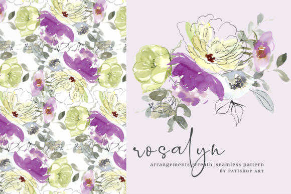 Elevating Digital Branding with the Lemon and Purple Floral Clipart Set