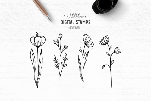 Elevating Digital Crafting with Premium Hand-Drawn Floral Stamps