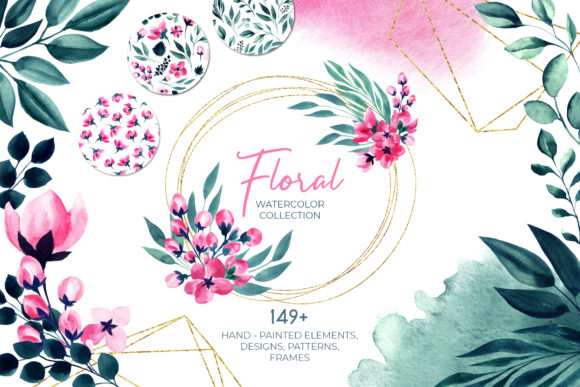 Elevating Visual Storytelling with the Floral Watercolor Collection: Pink Green