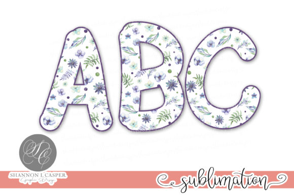 Evaluating Blue Floral Chunky Letter and Number PNG Assets