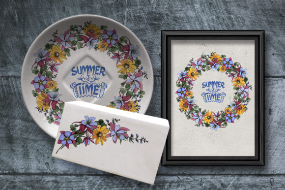 Evaluating Floral Wreath with Aquilegia Vector Assets for Design Projects