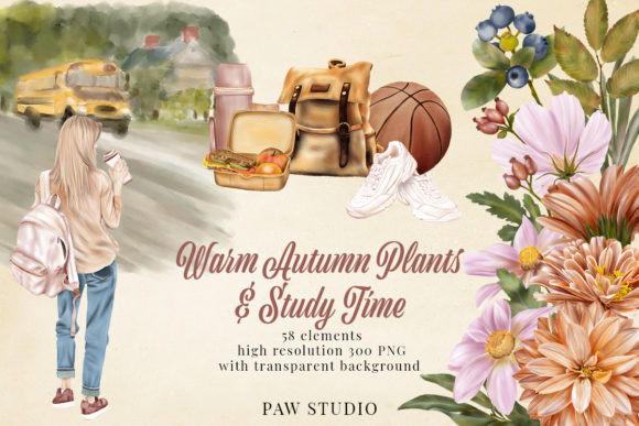 Fall Floral Clipart Girls Back to School: Designing for the Modern Autumn Season