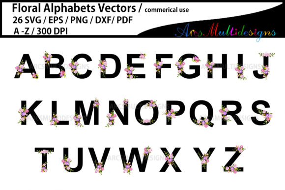 Floral Alphabet Letters: Digital Design Assets