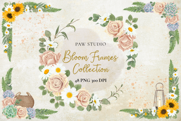 Floral Frame Border Wreath Boho Clipart for Creative Projects
