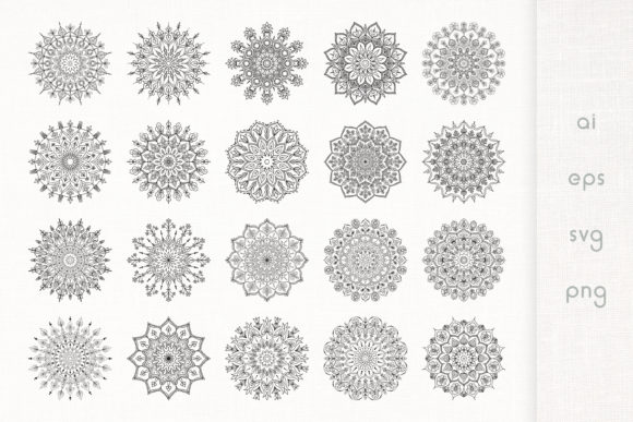 Floral Mandala Pack of 20: Versatile Vector Art
