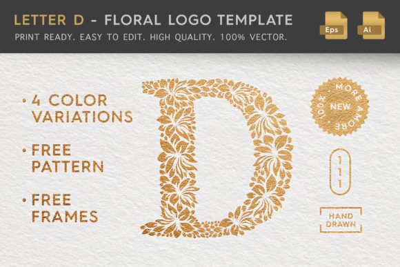 Letter D - Floral Logo Template: A Versatile Design Asset for Organic Branding
