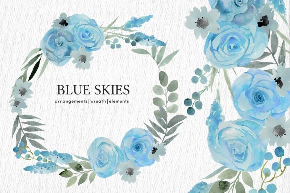 Light Blue Floral Watercolor Clipart Set Guide
