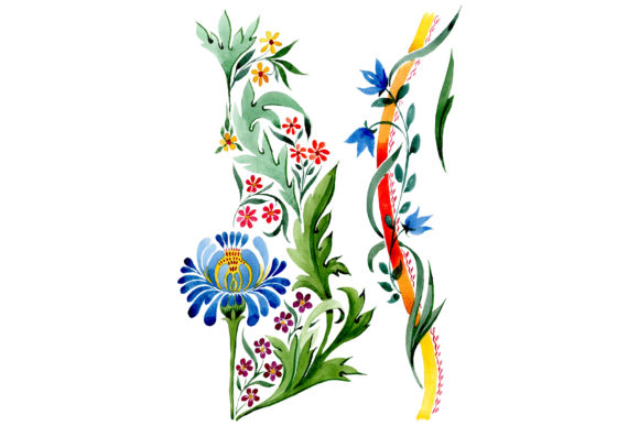 Ornament Floral Riddle Watercolor for Creative Projects