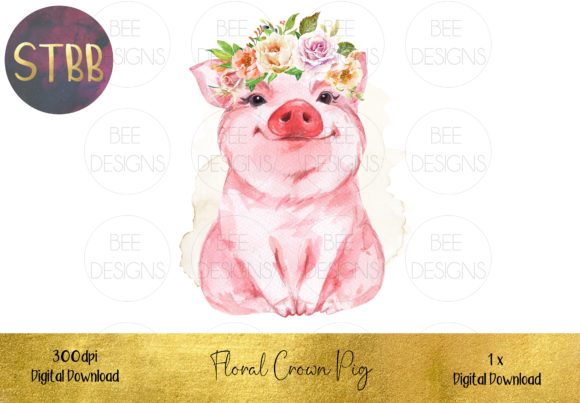 Pig with Floral Crown Sublimation Design: Creative Applications for Mugs, Apparel, and Digital Projects
