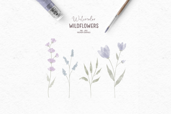 Purple Watercolor Floral Clipart for Airy Designs