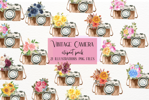 Retro Floral Vintage Camera Clipart Guide