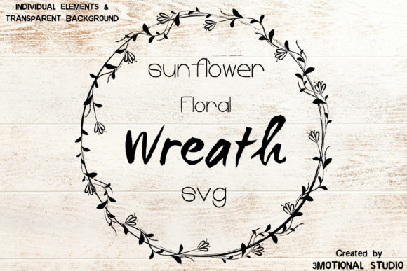 Sunflower Floral Wreath Cut File for Natural Designs
