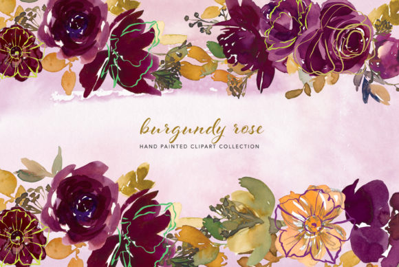 Watercolor Burgundy Floral Clipart Guide