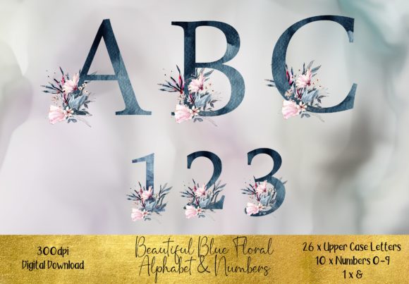 Watercolour Blue Floral Alphabet: A Digital Design Guide